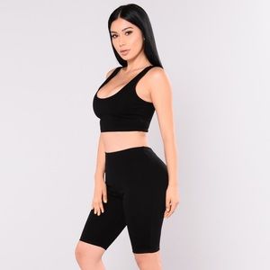 Fashion Nova Bondoc Biker Short Set - Black